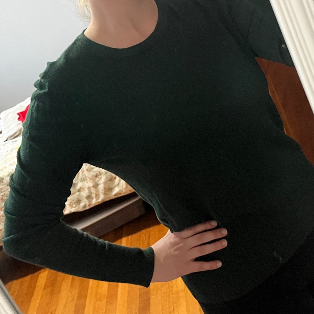ANN TAYLOR long sleeve, lightweight sweater, form fitting in forest green
